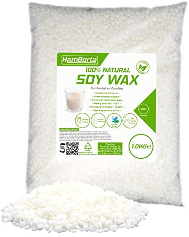 HemBorta® Soy Wax Premium Container Candle Wax 1KG, 100% Natural Vegan Friendly & Biodegradable for Candle Making