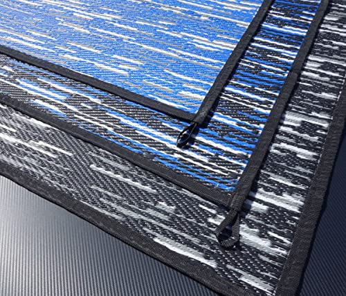Outdoor Teppich ´´´odooro WAVETEX Platin 2,7m x 2m schwarz-blau *** VIELE GRÖSSEN + Farben ** 450 g/m² Camping Zeltteppich Vorzelt Garten Spieldecke Wohnwagen Camper