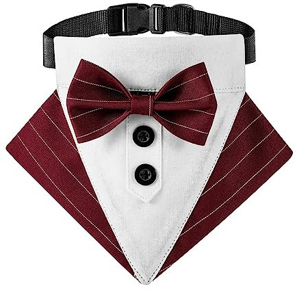 Formelles Hunde-Smoking-Bandana, Hochzeit Party Hund Hochzeit Bandana Halsband, Verstellbar Hochzeitshalsband mit Fliege und Halsband für Hunde und Katzen