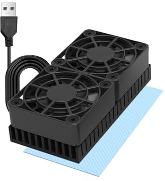 PANO-MOUNTS 40mmx2 Mini USB Radiator Fan Silent and Efficient 4010 Fan with Included 10mm Aluminum Heat Sink and Thermal Pad for Graphics Cards Router HDD 3D Printer
