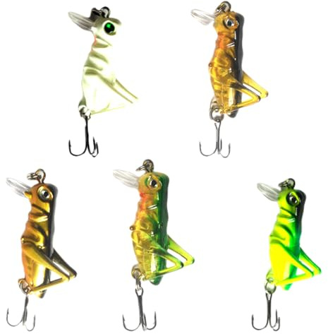Kisangel 10Pcs Grasshopper Fishing Lures, Mini Crankbait Lures Cricket Grasshopper Bait for Artificial Fishing Freshwater Saltwater