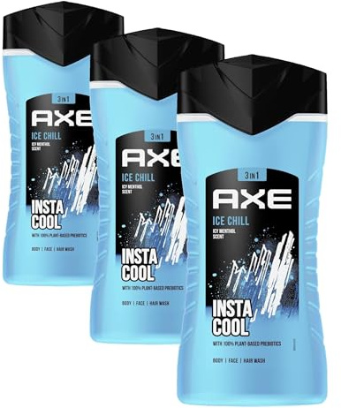 Axe 3-in-1 Duschgel & Shampoo Ice Chill für langanhaltende Frische und Duft dermatologisch getestet, 250 ml (3er Pack)