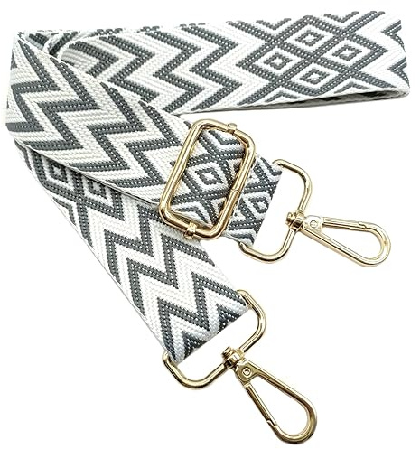 Verstellbarer Schultergurt Tasche Grau, Taschengurte zum Wechseln, Taschengurt Breit mit Karabiner Gold, 80-130 cm Tragegurt Tasche für Damen Schulterriemen, Moderne Handtasche, 3.8cm, 707