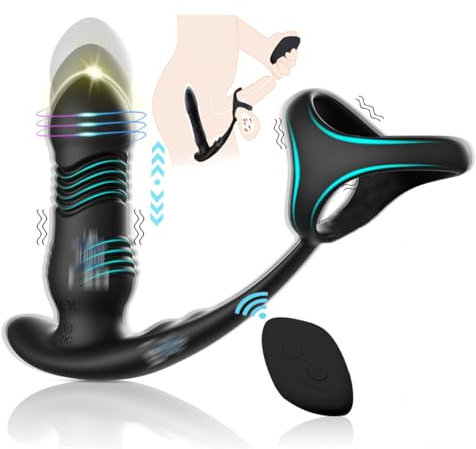 Vibratori anali per uomo, massaggiatore prostata, con 10 vibrazioni, vibratori anali per uomo, funzione d'urto, stimolazione prostatica, vibrazioni prostatiche, uomini con anello per pene