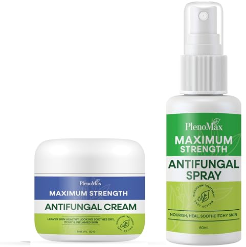 PLENO Ringworm Treatment for Humans: Antifungal Spray for Jock Itch, Eczema, Tinea Versicolor, Athletes Foot - Antifungal Cream for Rash & Itchy Skin