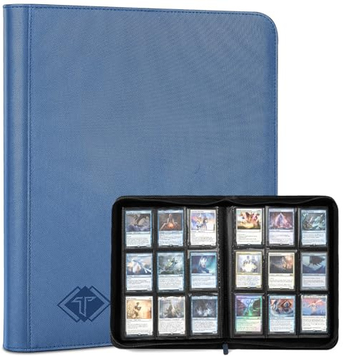 Trading Card Binder, Card Binder Album Folder Book Fit for MTG Baseball Football Sports Cards, Easy to Use Card Collection Binder (Blue, 432 Pockets)