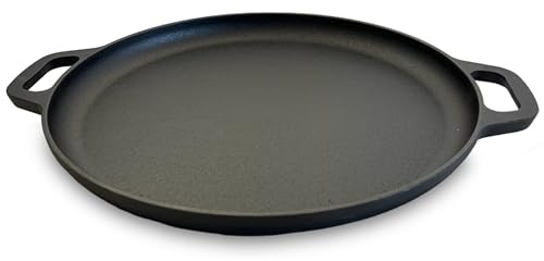 Thorness Black Cast Iron 14” Pizza Pan | Skillet for Cooking | Baking and Grilling | Long Lasting and Durable | Even Heating
