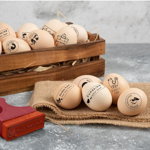CUSMIZ Personalisierter Stempel für Ostern, Mit Namen für Ei - Lustige Hühner Geschenke für das Geflügelgeschäft und Eierjagden 3x1cm