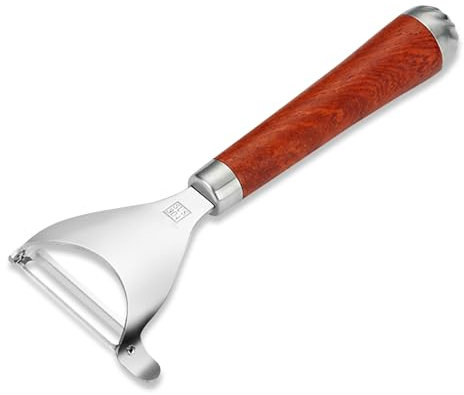 Pelador Acero Inoxidable, Pelador Para Cocina, Pelador para Verduras, Pelador de Patatas, Pelador De Verduras Multiusos, Pelador Manual en Forma de Y, Mango de madera, Pelar Frutas y Verduras (Plata).