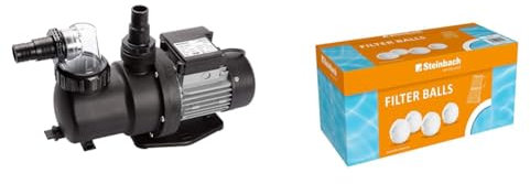 Steinbach Filterpumpe SPS 50-1 – 040921 & Filter Balls – 040050 – Reinigende Filterbälle für Pools – Kompatibel mit Allen handelsüblichen Sandfilteranlagen – 700 g – Steinbach Verpackung