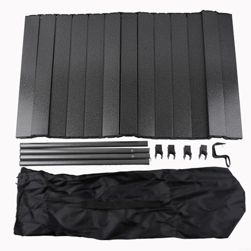 EpheyFIF Foldable Camping Trolley Tabletop,Wagon Table Bard Wagon Accessories,Aluminum Alloy Foldable Camping Trolley Tabletop Table Board Wagon Trailer Cover For Beach,Camping,Garden(L Black)