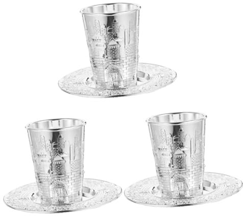 PRETYZOOM 3 Set Set di Tazze da Preghiera Set di vassoi per Bicchieri di Vino Set di Bicchieri da Vino Kosher Tazza offrendo rifornimenti Coppa per offerte in
