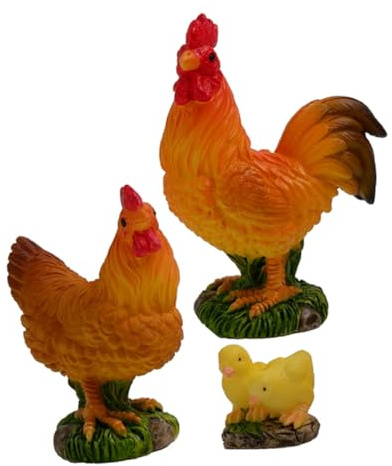 Toyvian Figurines 3 Pièces Légères et Faciles à Déplacer Réalistes en Résine de Poulets pour Décoration de Jardin ou Bureau Moderne