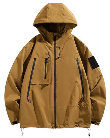 SRZYMJ Windjacke Herren Leicht Fahrrad Bomberjacke Winter Gefüttert Gym Jogging Langarmshirt Wasserdichte Regenjacke Tshirt Oversize Bomberjacke Winter Gefüttert Kaffee T-Shirt Langarm Baumwolle XXL