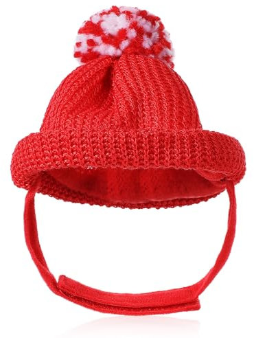 Milisten Katze-Weihnachtsmütze Haustier Hund Welpe Kätzchen Weihnachten Rote Mütze Warme Strickwolle Weihnachtsmann Mit Ohrlöchern Katze Kleiner Hund Weihnachtskostüm