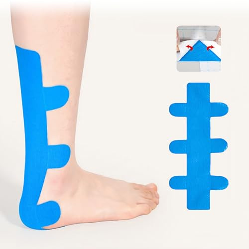 Precut Kinesiotapes, 10 Stück Kinesiotapes Vorgeschnitten, Schützen Sie die Achillessehne, Hautfreundlich mit perfektem Trage-komfort, Wasserfestes & Elastisches Physio Tape für Fersensehne - Blau