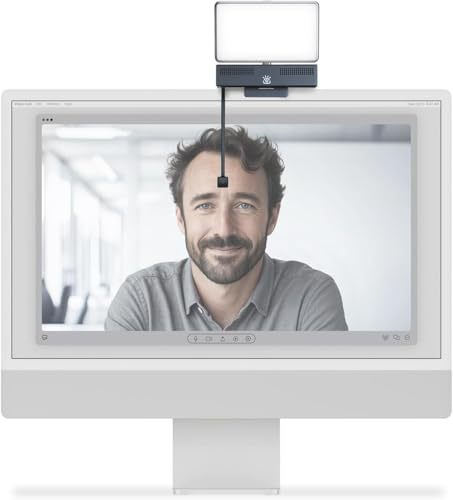 Pro 4K HD-webbkamera Pro och ljuspanelpaket med ögonkontakt, brusreducerande mikrofon, plug-and-play-USB för Mac och PC, zoomcertifierad, kompatibel med lag, möte, streaming och videosamtal