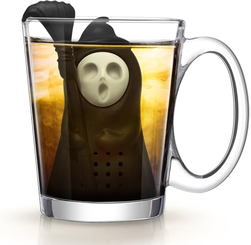 Suclain 1 x Geister-Tee-Ei, kreatives Totenkopf-Sieb für losen Tee, Halloween-Gag-Geschenk für Halloween-Party, Trinkliebhaber, Küchenzubehör und Heimdekoration