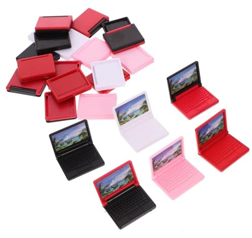 TOYANDONA 24pcs Miniature Laptop Computer Model Toy Dollhouse Office Accessories Plastic Mini Laptop Ornaments