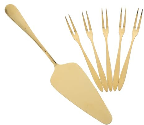 OUNONA Forchette Per Torta e Frutta in Inox Forchetta Da e Forchetta Da Dessert in Oro Per Servire Torte Nuziali e Feste Utensili Robusti e Eleganti Facile Maneggiare Confezione Accattiva