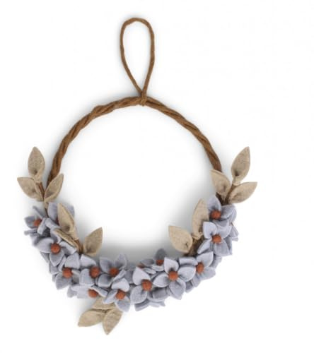 Gry & SIF - 10244 - Türkranz, Blaue Blumen, Filz, 27cm, Handarbeit