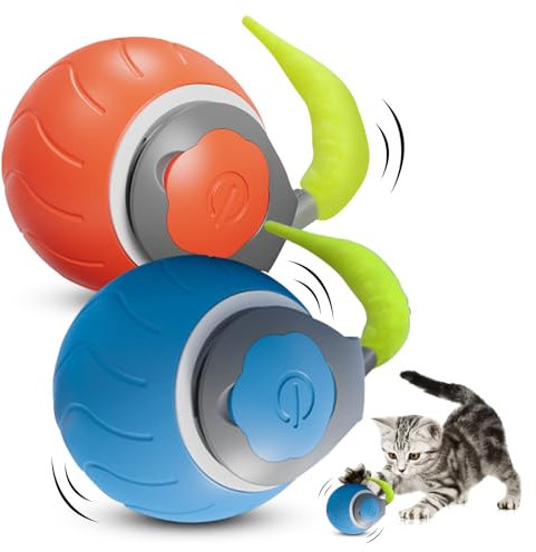 2 PCS Interaktives Katzenspielzeug Katzenball, Speedy Tail 2.0, Elektrisch Katzenspielzeug Ball, Intelligenter Interaktiver Katzenspielzeugball, katzenspielzeug selbstbeschäftigung Zwei Einstellungsmo