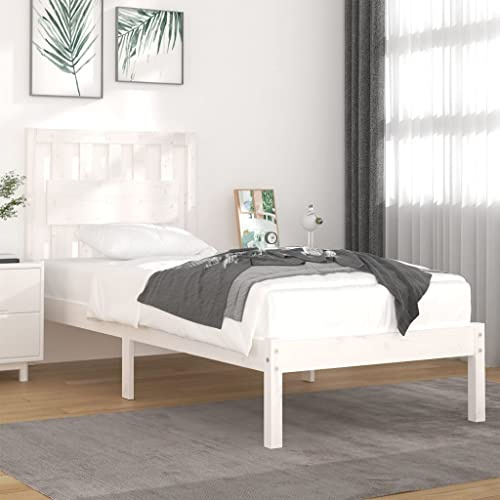 MOBCANT Massivholzbett, Tagesbett Bettrahmen Seniorenbett Bett Geeignet für Schulen Hotel Gästezimmer Wohnungen Weiß Kiefer 90x200 cm
