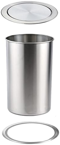 MYUYEE Poubelle de Cuisine encastrée sur Plan de Travail Poubelle en Acier Inoxydable avec Couvercle à Rabat Rotatif Petite Poubelle Ronde en métal avec Couvercle,Grand