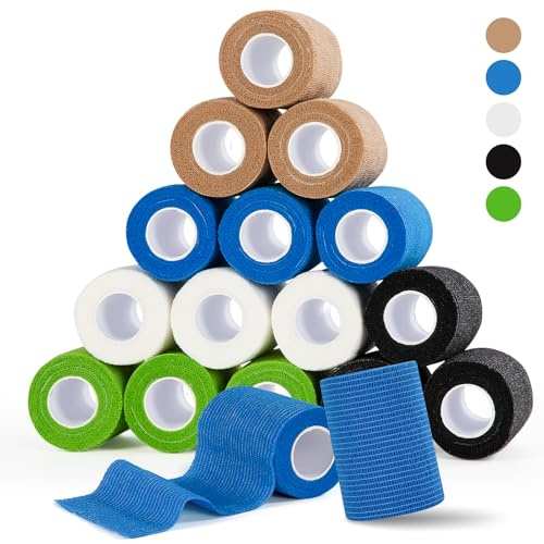 FoiiLiio Selbstklebender Verband, 15 Rollen 7,5cm x 4,5m Pflaster Verbandsmaterial, Fixierbinde Selbsthaftend für Pet Katze Hund Pferd Haftbandage Selbstklebend für Finger Knie Hand