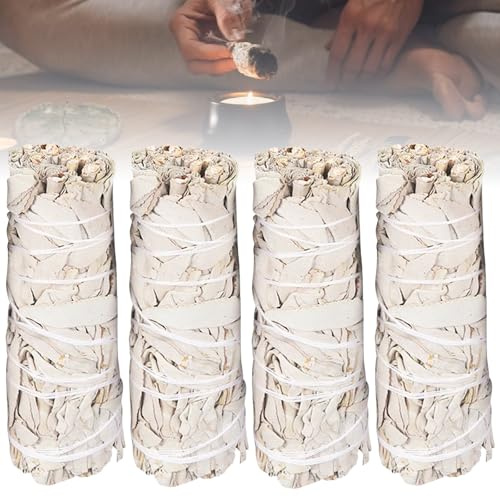 5 Stück Weißer Salbei Räucherbündel à 10 cm zum Räuchern Reinigend für Energetische Rituale Smudge Stick White Sage Bio Salbei aus Nachhaltiger Ernte Räucherwerk Set