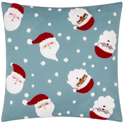 furn. Santas Federgefülltes Kissen (Mehrfarbig - 45x45cm) | Festlich Weihnachten Getuftet Strukturiert Samtrückseite Dekoratives Kissen