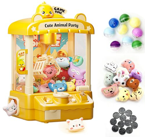 Bearbao Claw Machine for Kids, Mini Duck Vending Machine with Sound, Candy Grabber Prize Dispenser Toy with Mini Plush Toys, Electronic Arcade Game for Girls Boys Ages 3-8, Birthday