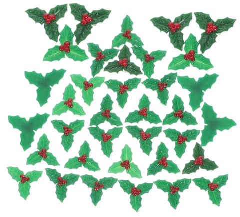 ORFOFE 30 Piezas Adornos de Resina y Bayas de Acebo para Manualidades Navideñas Decoración de Árbol y Accesorios DIY