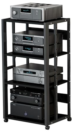 Moderno giradischi HiFi da pavimento, armadietto portaoggetti con ripiano angolare mobile, mobile per componenti phono, elegante ripiano HiFi (nero, 50 x 40 x 89 cm)
