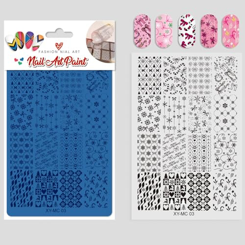 Set di stencil per unghie natalizie in metallo, per applicazione precisa del modello di vacanza, accessori per nail art