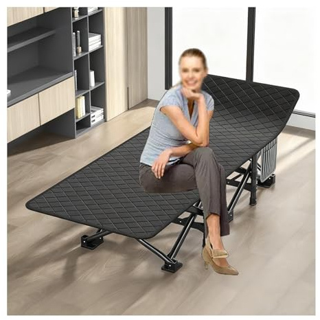 HUFIREHU GäStebett Klappbett GäStebett Klappbar Feldbett Klappbar Campingbett Karpfenliege Faltbett Gartenliege Sonnenliege Geeignet FüR BüRoarbeit Und Nickerchen(Soft pad,190 * 67cm)
