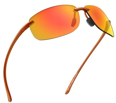 JIM HALO Lunettes de Soleil Homme Sport TR90 Sans monture Femme | Polarisées/Non polarisées,17g/0.6oz,Ultra légères,Conduite,Courir,Pêche,Baseball