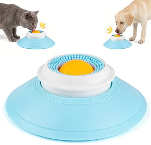 Wonsoso Boule À Lécher pour Chien et Chat, Bol de Léchage avec Balle Rotative, Jeux de Léchage pour Aliments Liquides, Jouet Antidérapant en Matériau PP, Soulager l'anxiété, Dog Lick Bowl, Lick Toy