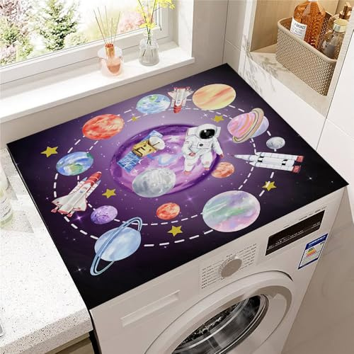 Hearda Housse Machine a Laver Dessin Animé Planète,Dessus Tapis Lave Linge Antidérapant,Housse de Protection pour Machine à Laver Top,Tapis de Protection pour Dessus Sèche-Linge (Ciel Étoilé,30x40cm)