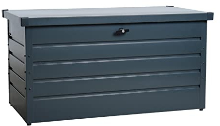 ESTEXO Auflagenbox Metall 350 L Kissenbox Gartentruhe Anthrazit wetterfest abschließbar inkl. 2 Schlüssel