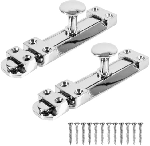 2 PCS Polished Chrome Door Lock Bolt, Surface Mounted Sliding Door Lock | Durable Door Lock Bolts Ideal for Securing Internal Doors for Bedrooms, Bathrooms, Cupboards and Storage Units (100mm)