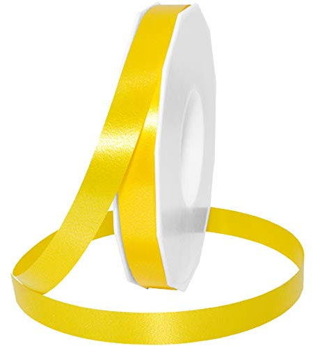 C.E. PATTBERG Geschenkband gelb, 91 Meter Ringelband 15 mm zum Basteln, Dekorieren & Verpacken von Geschenken zu jedem Anlass