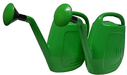 2 X Gießkanne 10 Liter Grün mit Maßeinteilung mit Aufsteckbrause für Garten, Beet, Grab Pflege usw.