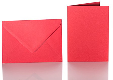 Paper24 Karten mit Umschlag DIN B6 125x176 mm, 120g/m² stark, Faltkarte 120x170 mm, 240 g/m² (je 25 Stück in Rot) für Grußkarten, Hochzeit, Geburtstag