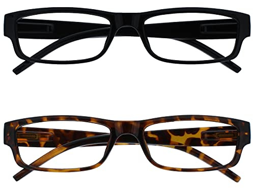 OPULIZE Die Lesebrille Unternehmen Schwarz & Braune Schildpatt Leicht Leser Wert 2er-Pack Herren Frauen RR32-12 +2,50