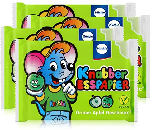 Küchle Knabber Esspapier grün Grüner Apfel Geschmack 25g Essoblaten (4er Pack)