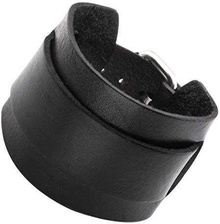 Personalized Master Gravur Personalisiert - Punk Lederarmband Herren Damen Unisex Echtleder Armband mit Dornschließe schwarz/braun breit verstellbar (Schwarz)