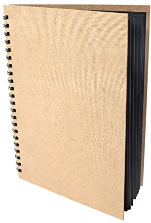 Artway Enviro - Carnet à Dessin - Grandes Feuilles cartonnées/Noires - 100% Papier recyclé - 270 g/m² - A4-30 Feuilles