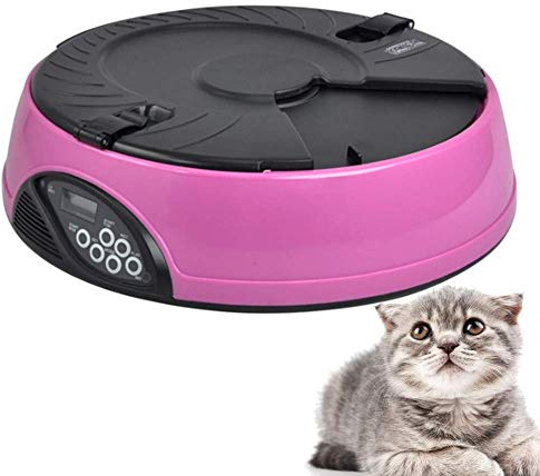 KunLS Automatic Pet Feeder - Large Capacity Smart Feeder for Dogs & Cats, Detachable, Pink