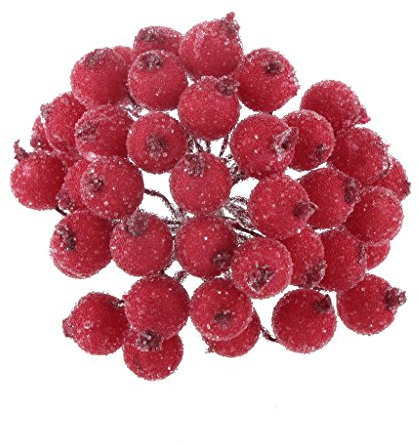 Inzopo - Confezione da 200 mini decorazioni natalizie con frutti di bosco e agrifoglio, 14 colori – rosso, 13 cm #4